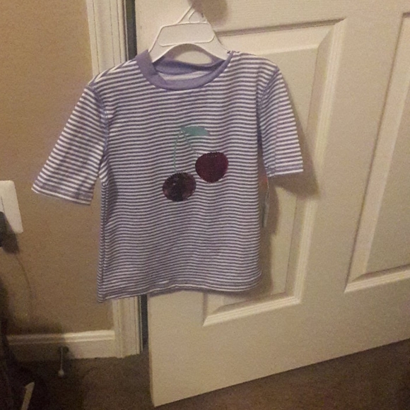 Girl's Cat & Jack brand short sleeve top with sequin cherries. NWT - Picture 1 of 5